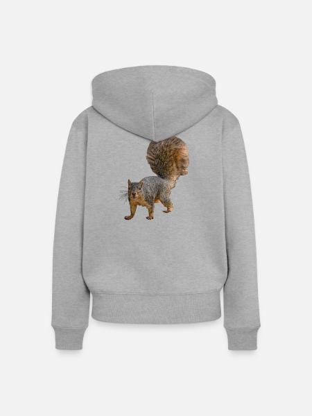 Eichhörnchen von vorne, Östliches Fuchshörnchen - Frauen Premium Bio Zip Hoodie - Grau meliert