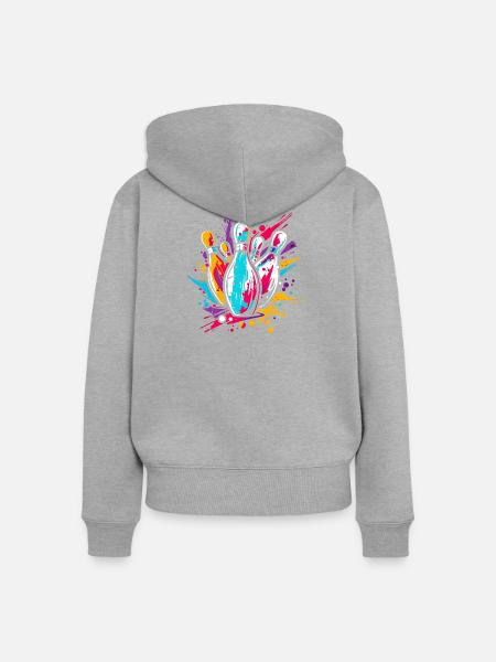 Bowlingsport - Frauen Premium Bio Zip Hoodie - Grau meliert