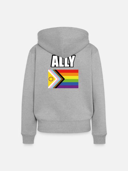 Inklusive Pride-Flagge schwuler Verbündeter - Frauen Premium Bio Zip Hoodie - Grau meliert