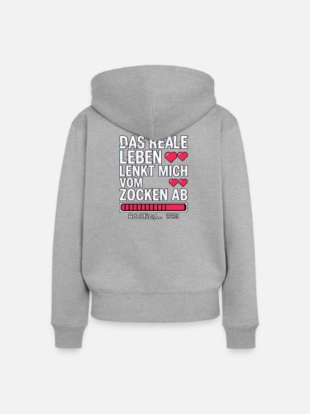 Gaming Spruch - Frauen Premium Bio Zip Hoodie - Grau meliert
