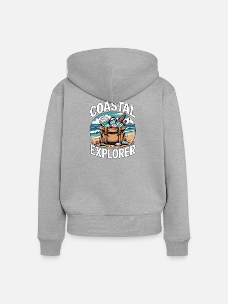 Coastal Explorer Sonnenuntergang - Frauen Premium Bio Zip Hoodie - Grau meliert
