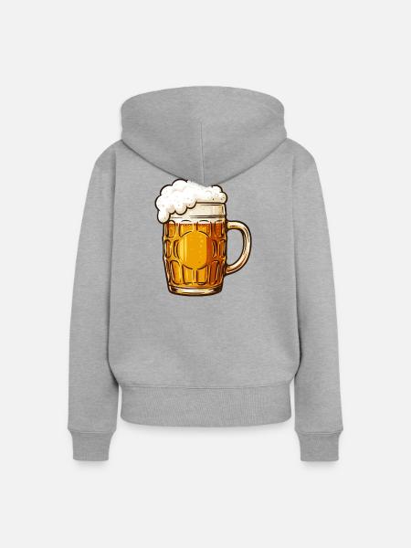 Bierkrug mit cremigem Schaum - Frauen Premium Bio Zip Hoodie - Grau meliert