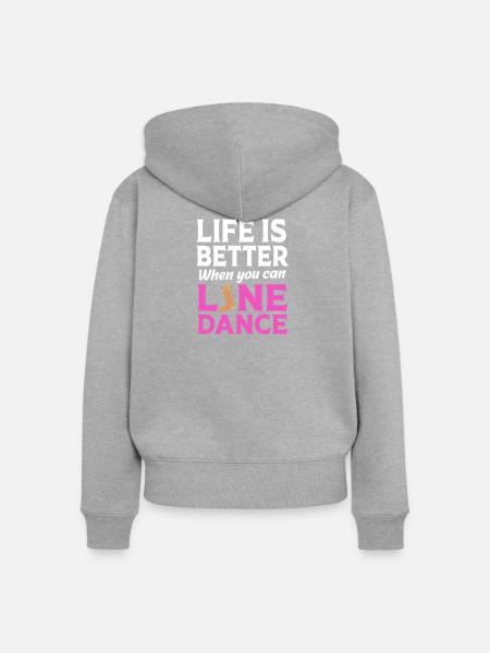 Linedance - Frauen Premium Bio Zip Hoodie - Grau meliert