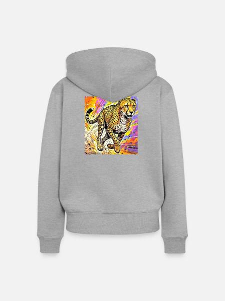 Gepard - Frauen Premium Bio Zip Hoodie - Grau meliert