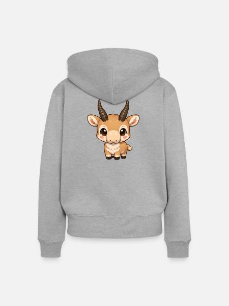 Saiga Antilope - Frauen Premium Bio Zip Hoodie - Grau meliert