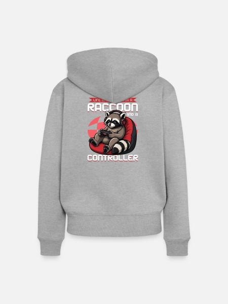 Gamer Gaming Cat Video Game - Frauen Premium Bio Zip Hoodie - Grau meliert