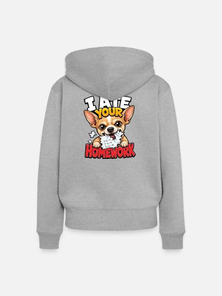 Chihuahua - Frauen Premium Bio Zip Hoodie - Grau meliert