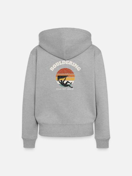 Bouldering Retro Sunset - Frauen Premium Bio Zip Hoodie - Grau meliert