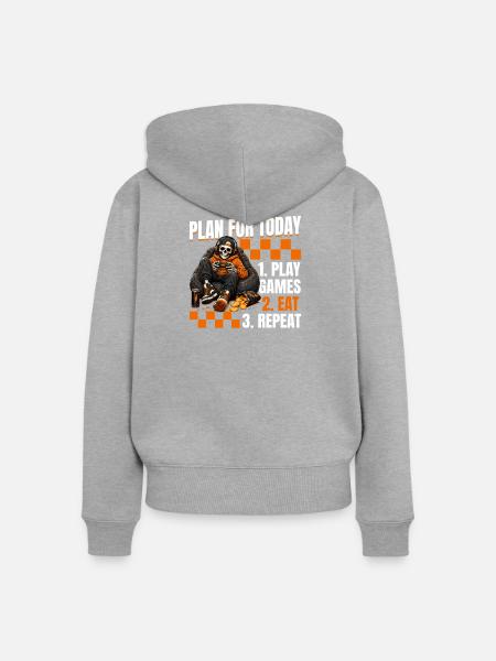 Skeleton Gamer Gaming Halloween - Frauen Premium Bio Zip Hoodie - Grau meliert