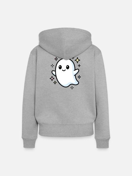 Glitzernder Geist und Kawaii-Sterne - Frauen Premium Bio Zip Hoodie - Grau meliert