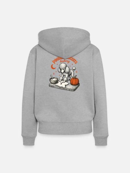 Halloween Pudel - Frauen Premium Bio Zip Hoodie - Grau meliert