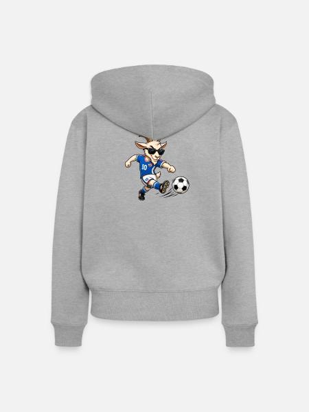 G.O.A.T. Fußballziege - Frauen Premium Bio Zip Hoodie - Grau meliert