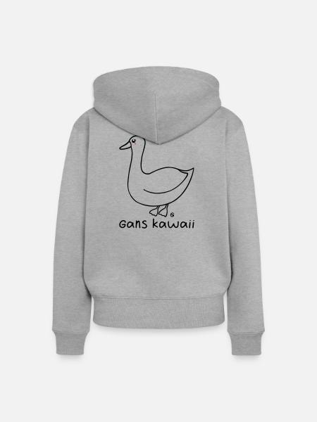 Gans kawaii - Frauen Premium Bio Zip Hoodie - Grau meliert