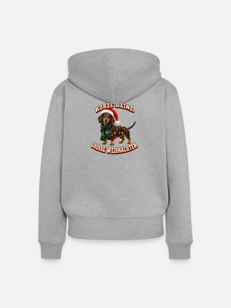 Kurze Beine Große Weihnachten - Frauen Premium Bio Zip Hoodie - Grau meliert