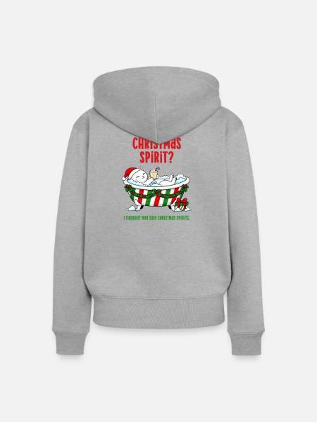 Lustige Weihnachtskatze Weihnachtsgeister Schaumbad - Frauen Premium Bio Zip Hoodie - Grau meliert