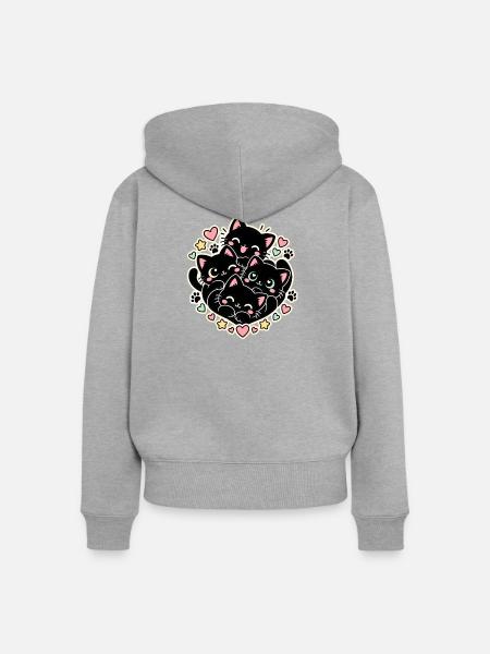 Katze, Süßes Kätzchen, Lustige Katze - Frauen Premium Bio Zip Hoodie - Grau meliert