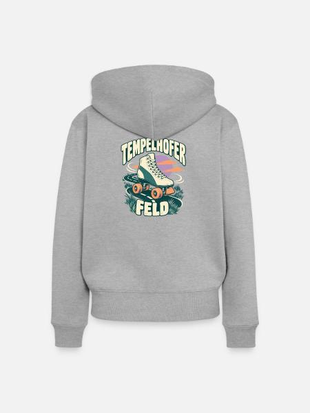Tempelhofer Feld – Rollschuh im Berliner Retrolook - Frauen Premium Bio Zip Hoodie - Grau meliert