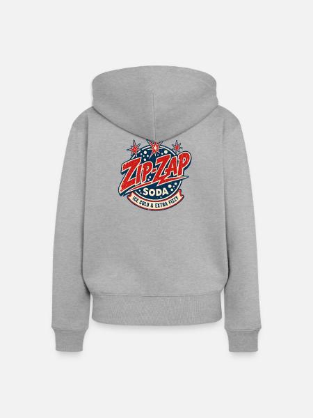 Zip-Zap Retro Soda - Frauen Premium Bio Zip Hoodie - Grau meliert