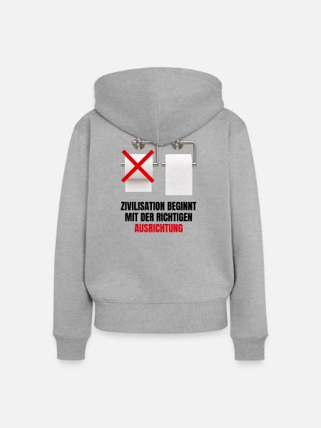 Zivilisation beginnt mit der richtigen Ausrichtung - Frauen Premium Bio Zip Hoodie - Grau meliert