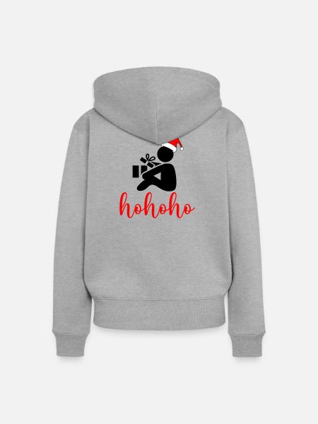 HoHoHo Santa Script - Frauen Premium Bio Zip Hoodie - Grau meliert