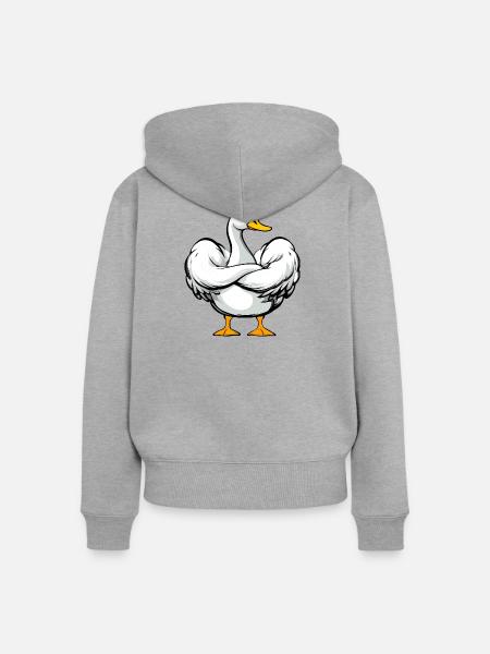 Schwan Gym - Frauen Premium Bio Zip Hoodie - Grau meliert