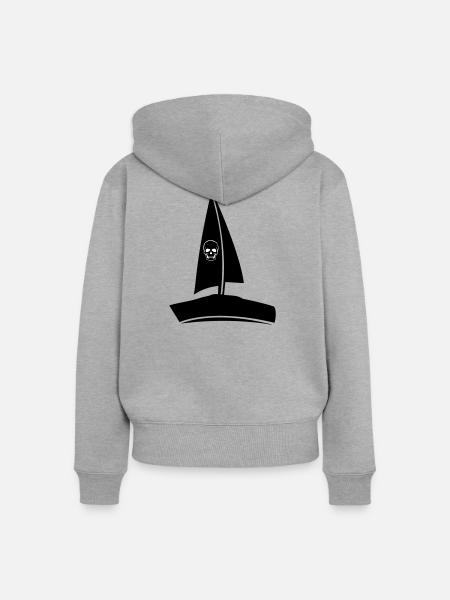 Piratenschiff Skull - Frauen Premium Bio Zip Hoodie - Grau meliert