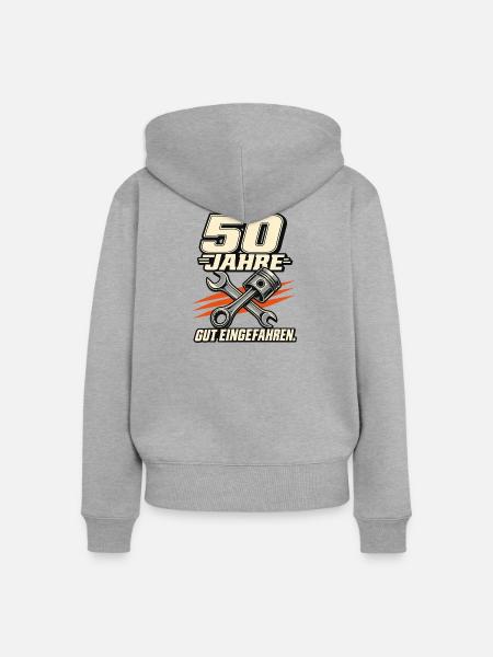 50 Jahre Gut Eingefahren Mechanik - Frauen Premium Bio Zip Hoodie - Grau meliert