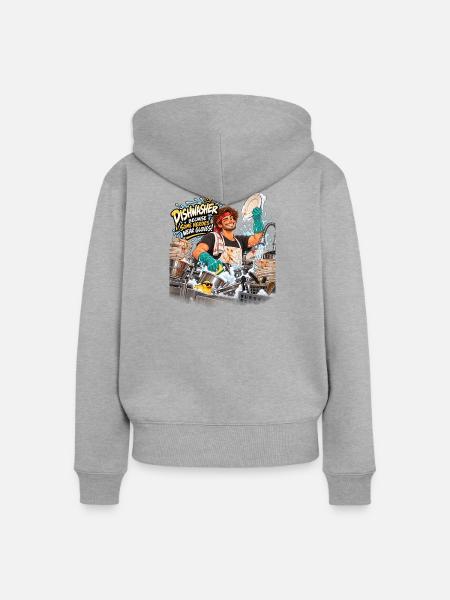 Hero Dishwasher Grüne Handschuhe - Frauen Premium Bio Zip Hoodie - Grau meliert