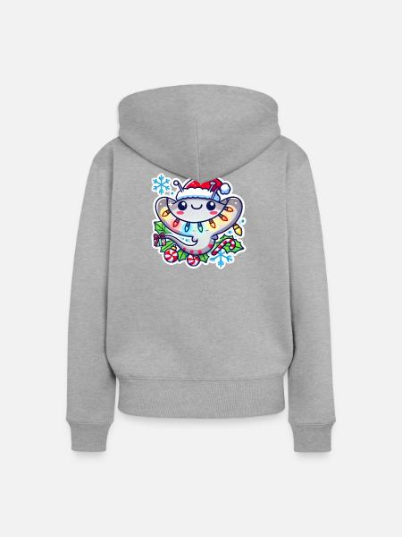 Holiday Ray of Joy - Frauen Premium Bio Zip Hoodie - Grau meliert