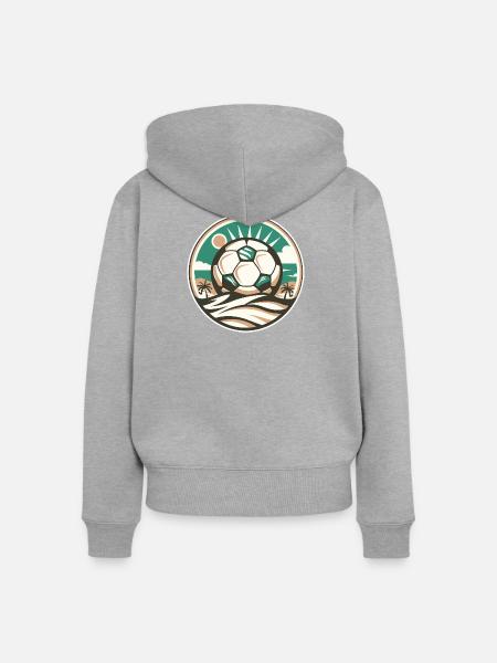 Fußball - Frauen Premium Bio Zip Hoodie - Grau meliert
