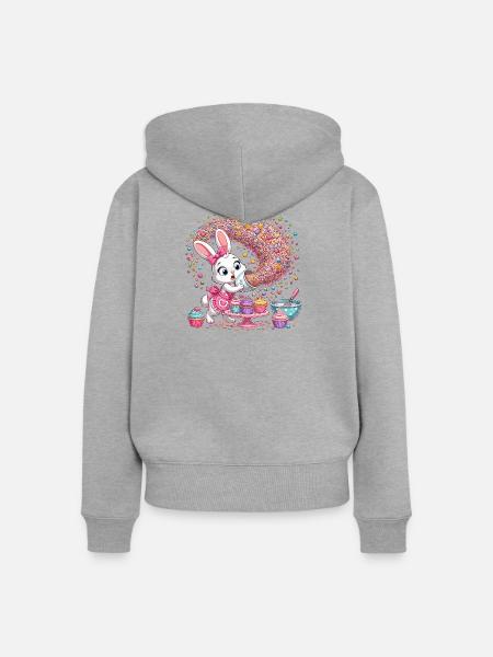 Häschen Backzauber mit Streuseln - Frauen Premium Bio Zip Hoodie - Grau meliert