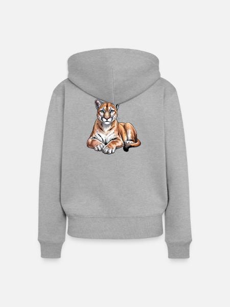 Berglöwen-Tierliebhaber Wildtiere - Frauen Premium Bio Zip Hoodie - Grau meliert