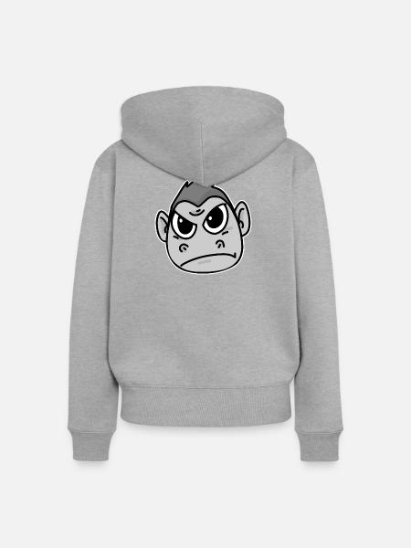 Gorilla Tier Affe Wütend - Frauen Premium Bio Zip Hoodie - Grau meliert