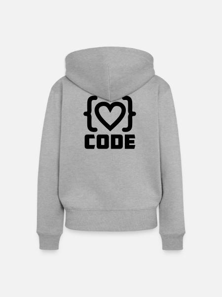 Herzprogrammierer Code Logo mit Text CODE - Frauen Premium Bio Zip Hoodie - Grau meliert