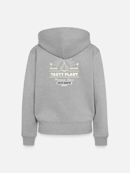 Tasty Plant Garlic - Frauen Premium Bio Zip Hoodie - Grau meliert
