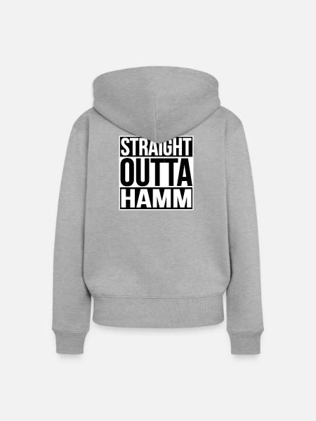 Straight Outta Hamm - Frauen Premium Bio Zip Hoodie - Grau meliert