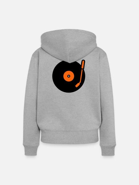 Retro Audio Schallplatte Tonarm - Frauen Premium Bio Zip Hoodie - Grau meliert