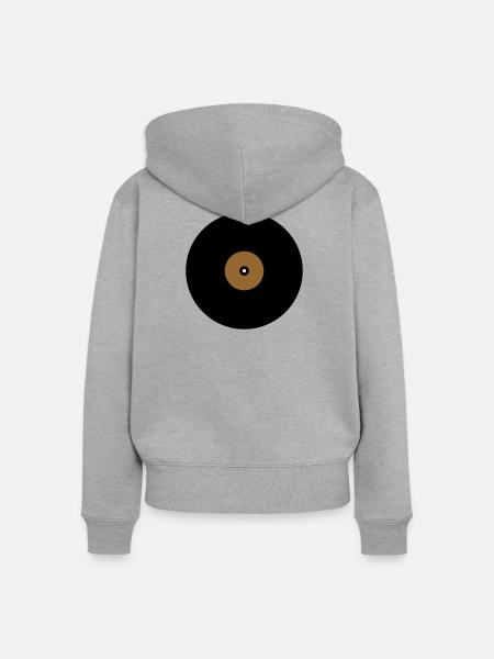 Schallplatte Kreis Textfeld Basis - Frauen Premium Bio Zip Hoodie - Grau meliert