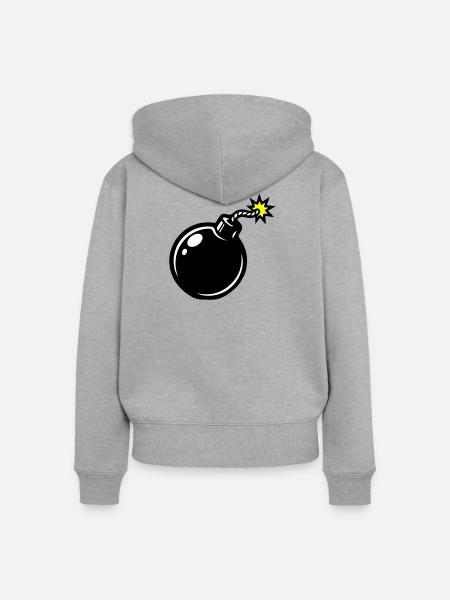 Bombe Comic - Frauen Premium Bio Zip Hoodie - Grau meliert