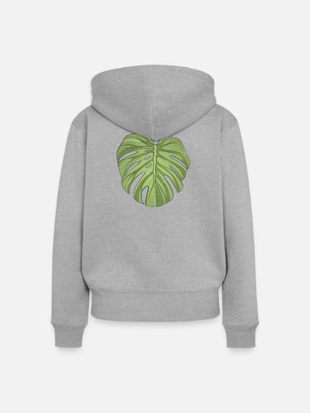 Monstera Leaf Unisex T-Shirt - Frauen Premium Bio Zip Hoodie - Grau meliert
