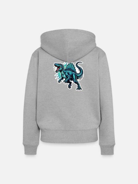 Blauer Spinosaurus - Frauen Premium Bio Zip Hoodie - Grau meliert