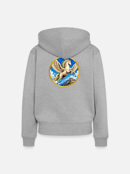 Pegasus über dem Hügel - Frauen Premium Bio Zip Hoodie - Grau meliert