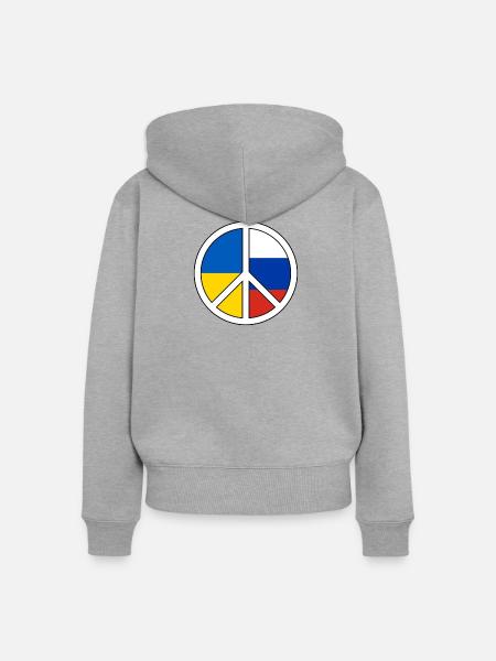 Friedenssymbol mit Farbblockmuster - Frauen Premium Bio Zip Hoodie - Grau meliert