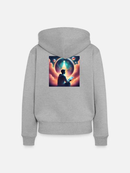 Die zukünftige Meditation vorhersagen - Frauen Premium Bio Zip Hoodie - Grau meliert