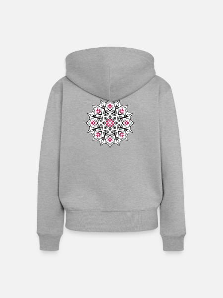 Dotwork Mandala-Design - Frauen Premium Bio Zip Hoodie - Grau meliert