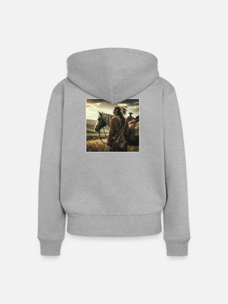 Amerikanische Ureinwohner - Frauen Premium Bio Zip Hoodie - Grau meliert