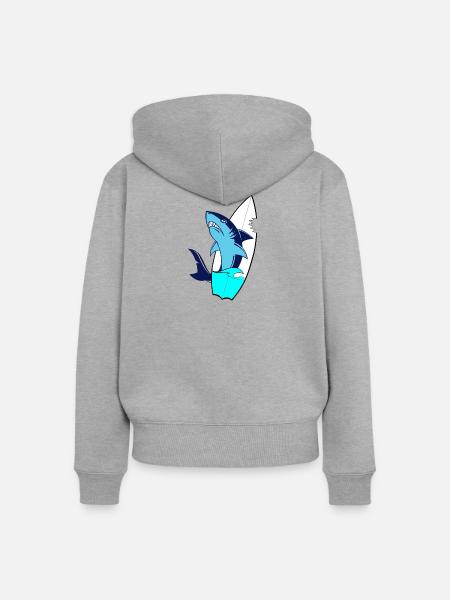 Surfbrett - Frauen Premium Bio Zip Hoodie - Grau meliert