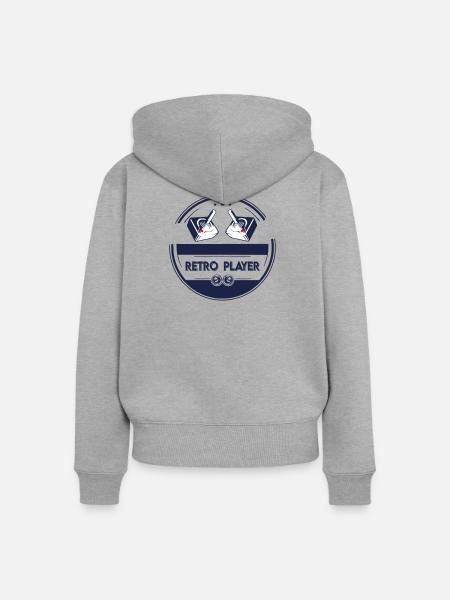 Retro-Spieler - Frauen Premium Bio Zip Hoodie - Grau meliert