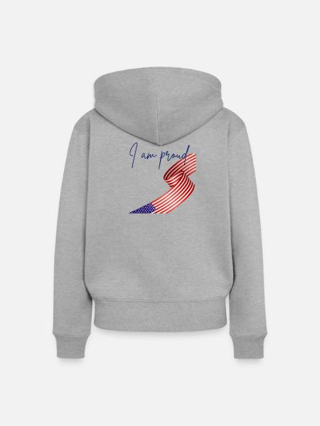 American Pride Wrap Flagge - Frauen Premium Bio Zip Hoodie - Grau meliert