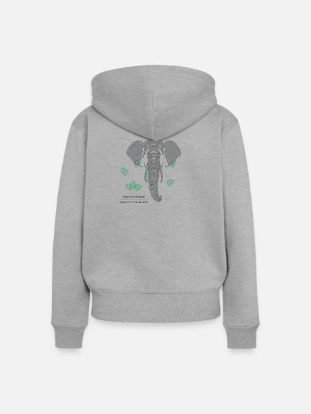 Sumatran_Elephant_-_grey - Frauen Premium Bio Zip Hoodie - Grau meliert